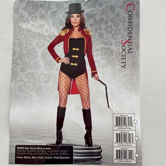 Confidential Society Sassy Ringleader Costume Gold Embellishments NEW Sz M Red - Picture 1 of 10